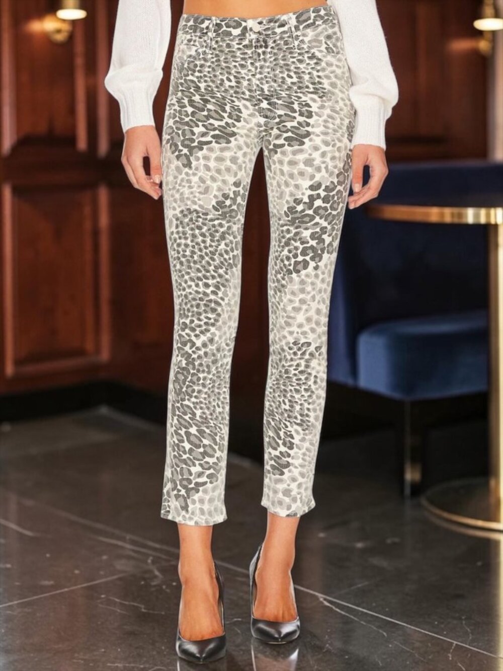 MOTHER The Mid Rise Dazzler Ankle Jean 26 Shadow Leopard